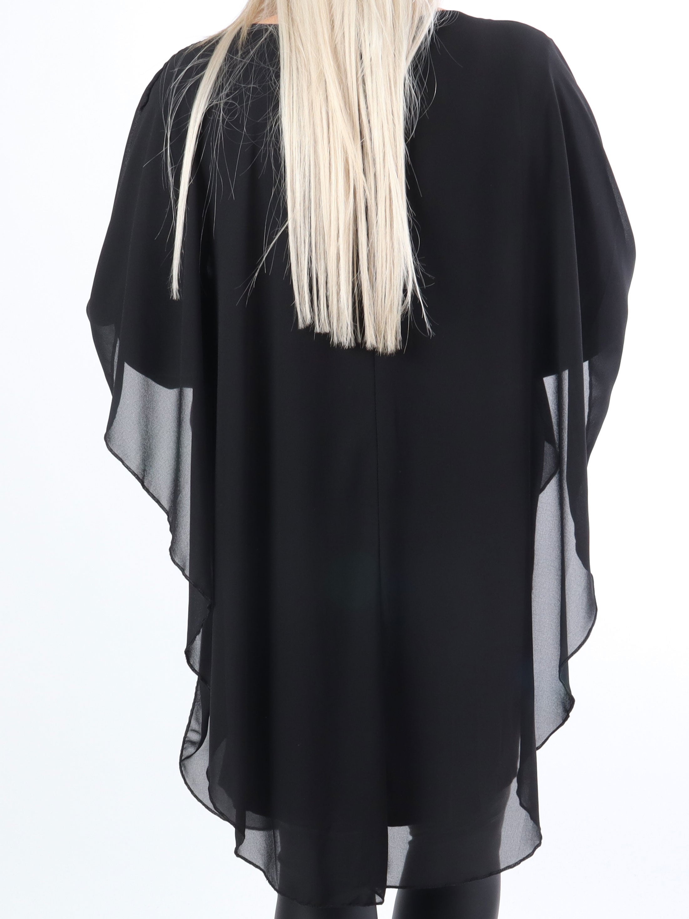 Kenya Long Sleeve - Plus size tunikakjole med chiffonlag